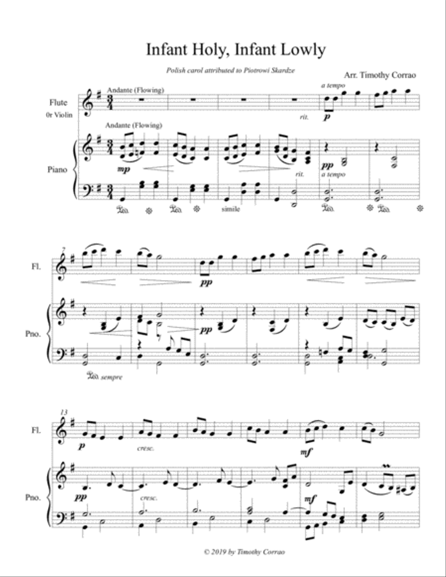 Infant Holy, Infant Lowly Flute scores gallery preview page 1