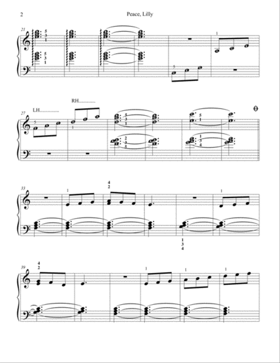 Peace, Lilly Piano Solo scores gallery preview page 2