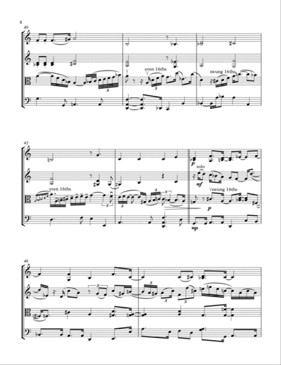 Blue In Green String Quartet scores gallery preview page 4