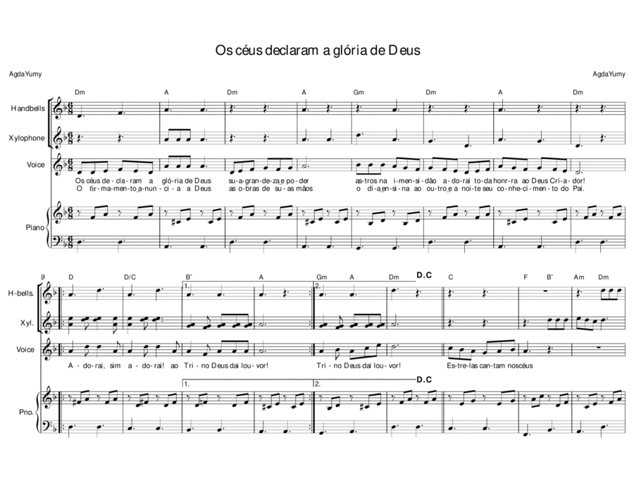 Os céus declaram a Glória de Deus Unison Choir scores gallery preview page 1