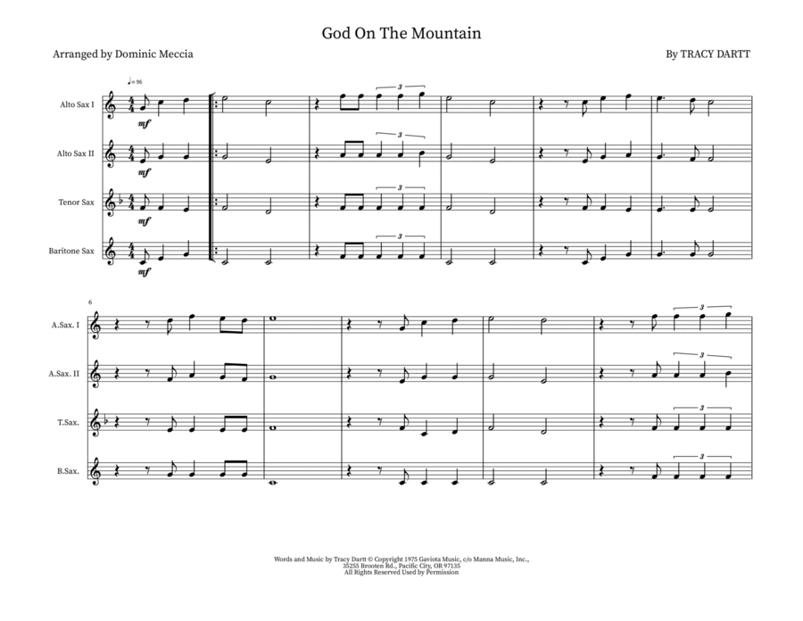 God On The Mountain Tenor Saxophone scores gallery preview page 1