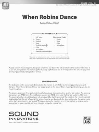 Book cover for When Robins Dance: Score