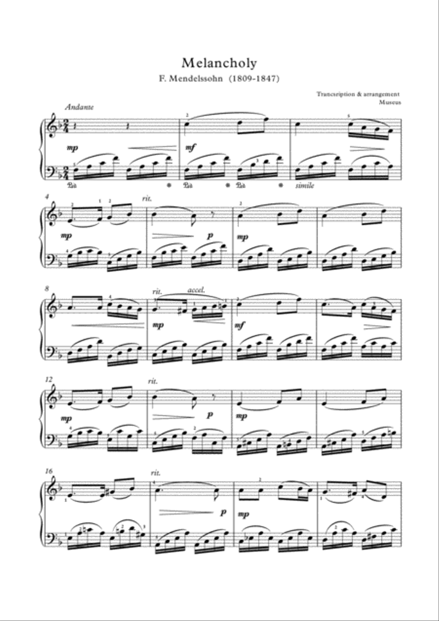 Masterpieces for solo piano 2 by F.Mendelssohn W.Mozart Piano Solo scores gallery preview page 2