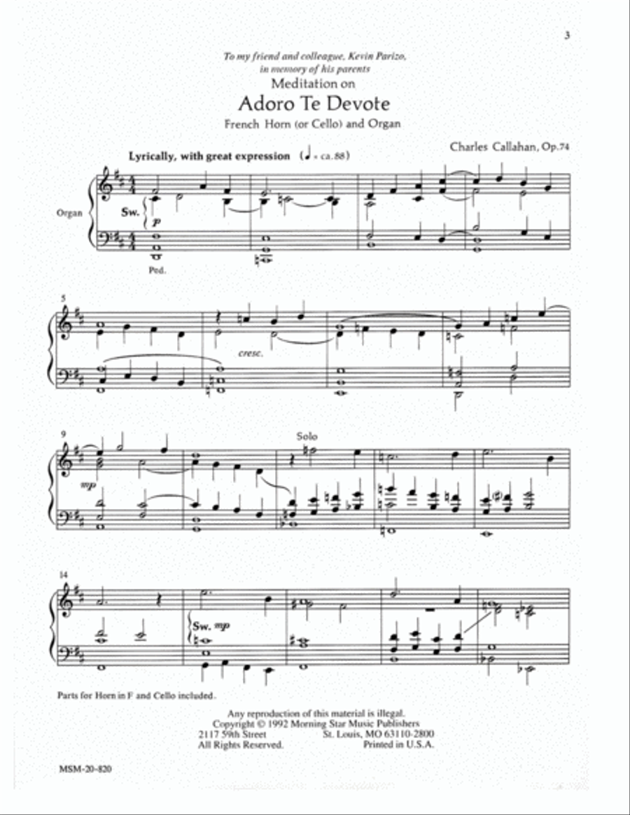 Adoro te Devote (Meditation) Horn scores gallery preview page 2