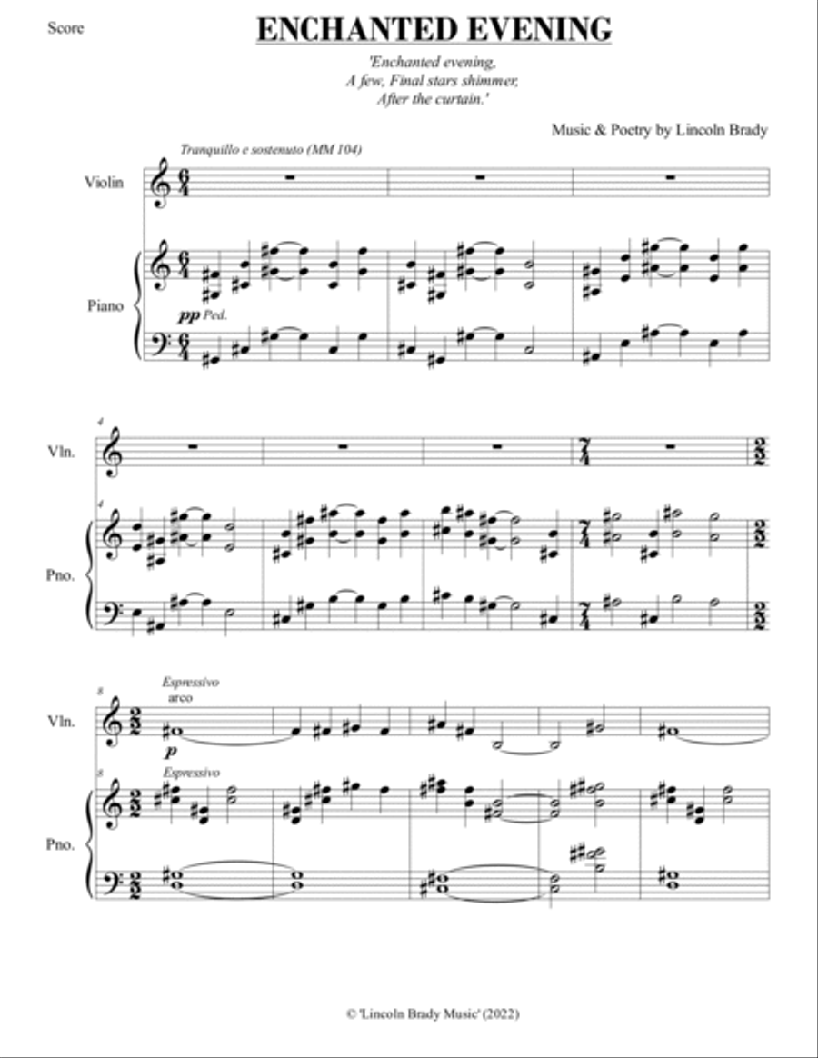 ENCHANTED EVENING - Violin & Piano Duet Violin scores gallery preview page 3