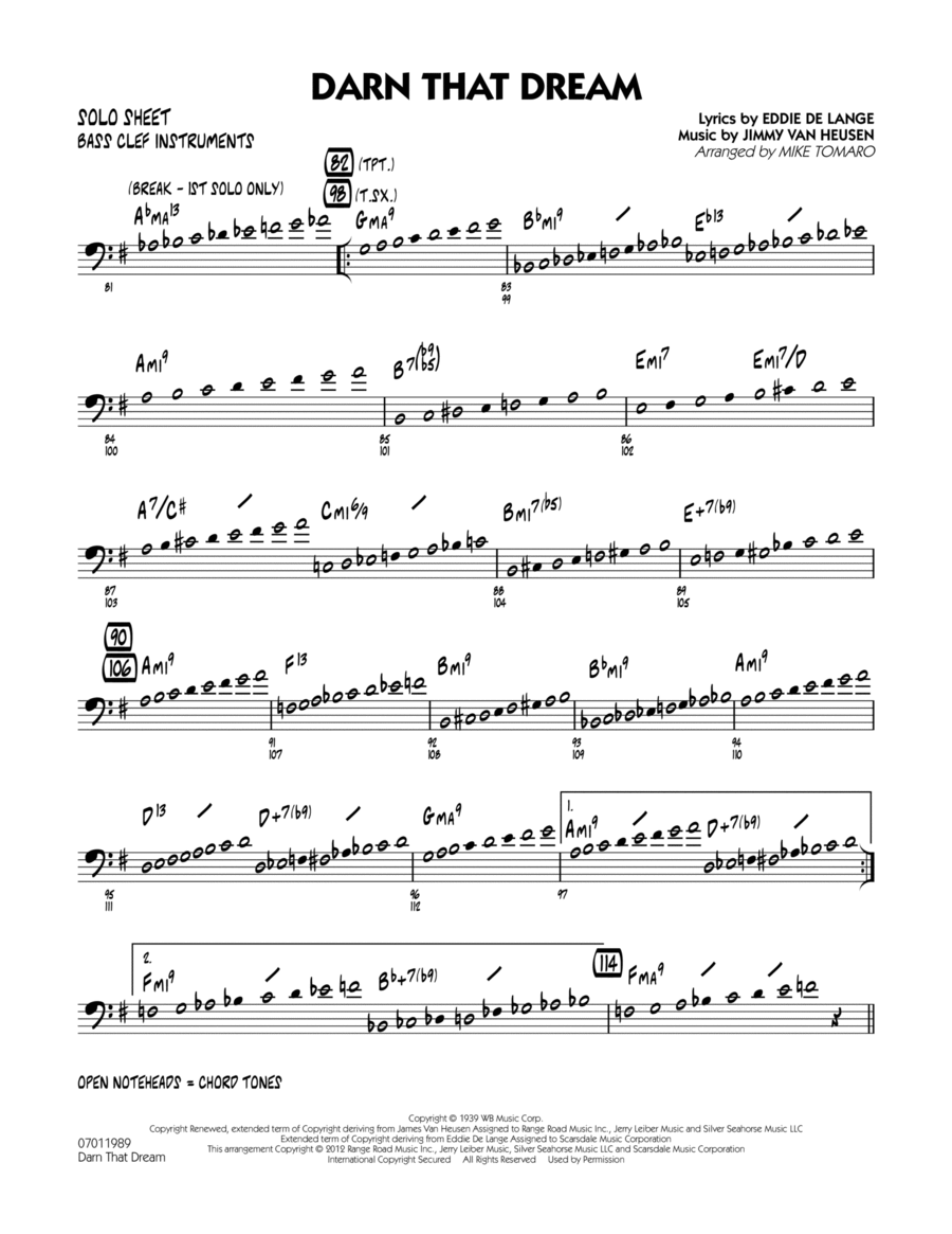 Darn That Dream - Bass Clef Solo Sheet Jazz Ensemble scores gallery preview page 1