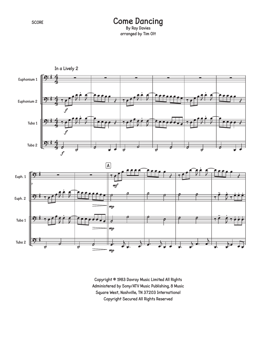 Come Dancing Brass Quartet scores gallery preview page 1