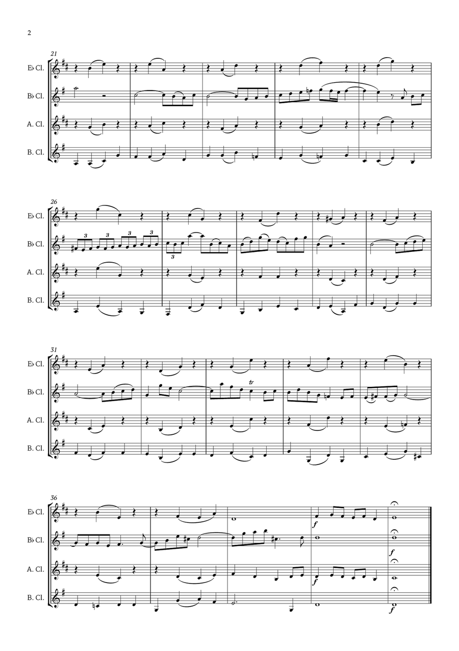 Arioso by Bach for Clarinet Choir Quartet Clarinet Quartet scores gallery preview page 3