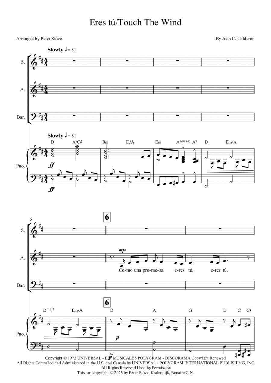 Eres Tu/touch The Wind Eres Tu/touch The Wind 3-Part scores gallery preview page 1