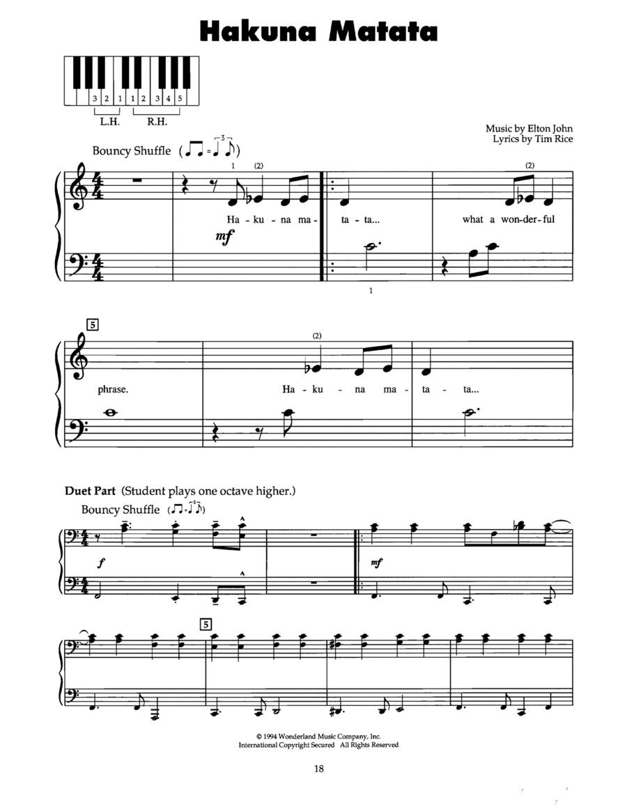 Hakuna Matata (from The Lion King) Piano scores gallery preview page 1