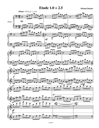 Etude 1.0 + 2.5 for Piano Solo from 25 Etudes using Symmetry, Mirroring and Intervals