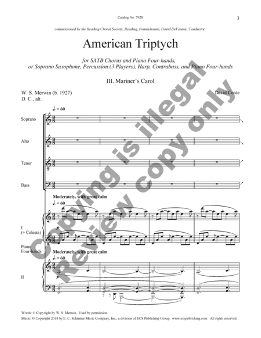 American Triptych: III. Mariner's Carol (Choral Score) 4-Part scores gallery preview page 3