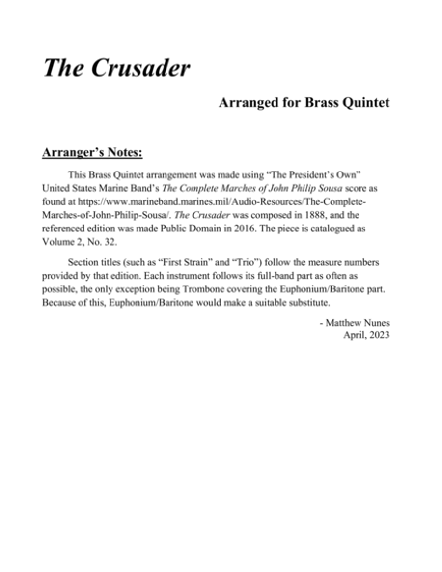 The Crusader Brass Quintet scores gallery preview page 2