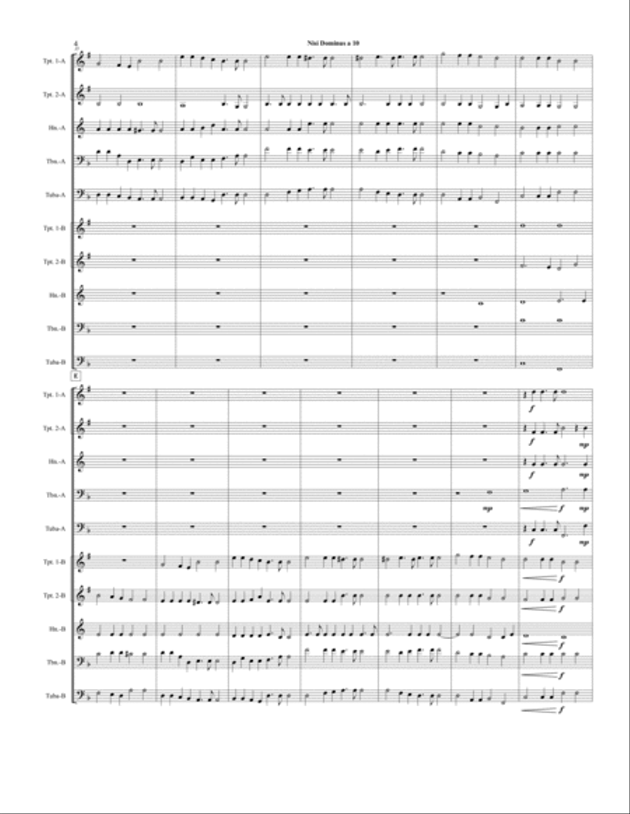 Nisi Dominus a 10 for Double Brass Quintet Brass Ensemble scores gallery preview page 5