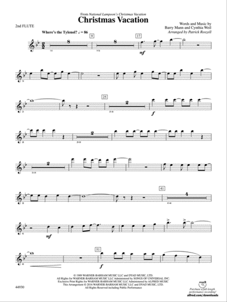 Book cover for Christmas Vacation: 2nd Flute
