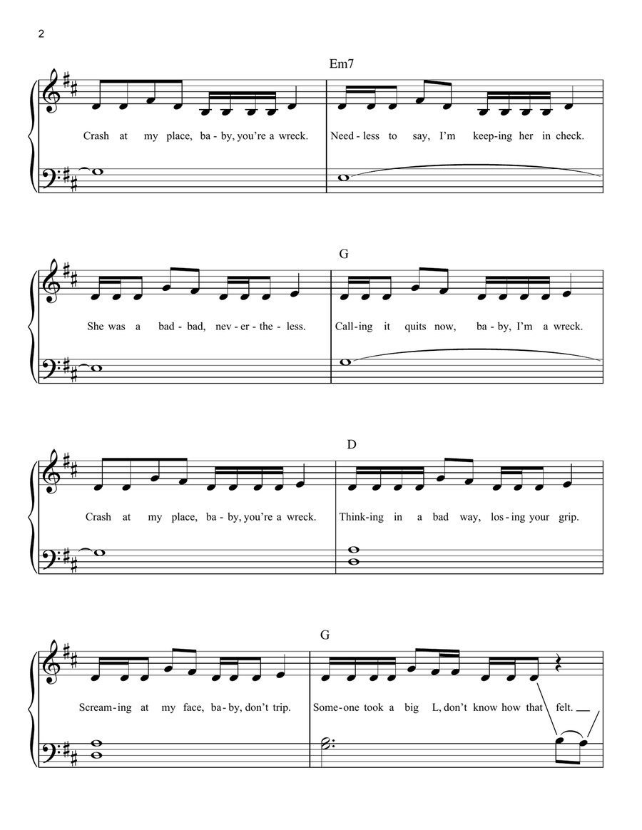 Sunflower (from Spider-Man: Into The Spider-Verse) Easy Piano scores gallery preview page 2