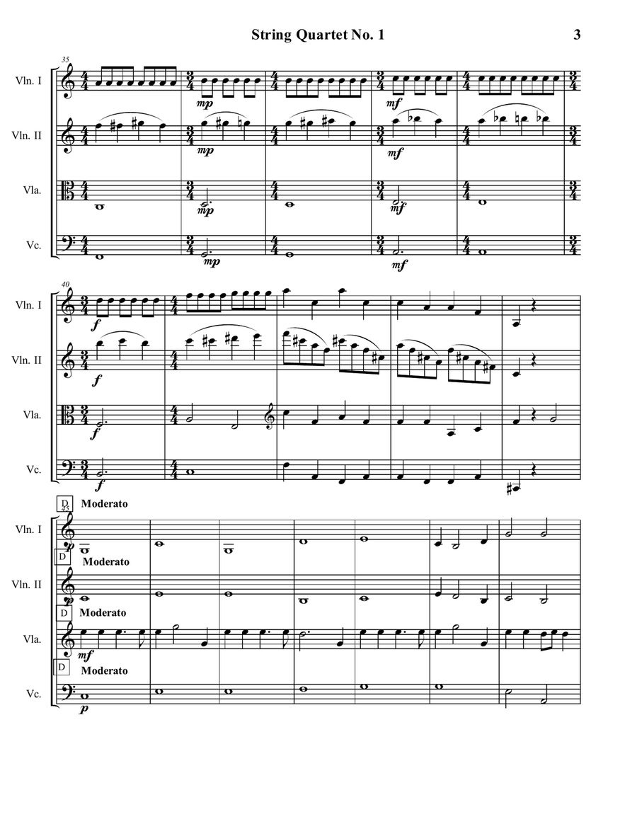 String Quartet No. 1 -- Score plus Parts String Quartet scores gallery preview page 4