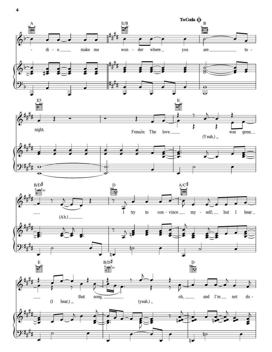 Lonely Love Song Piano, Vocal, Guitar scores gallery preview page 4