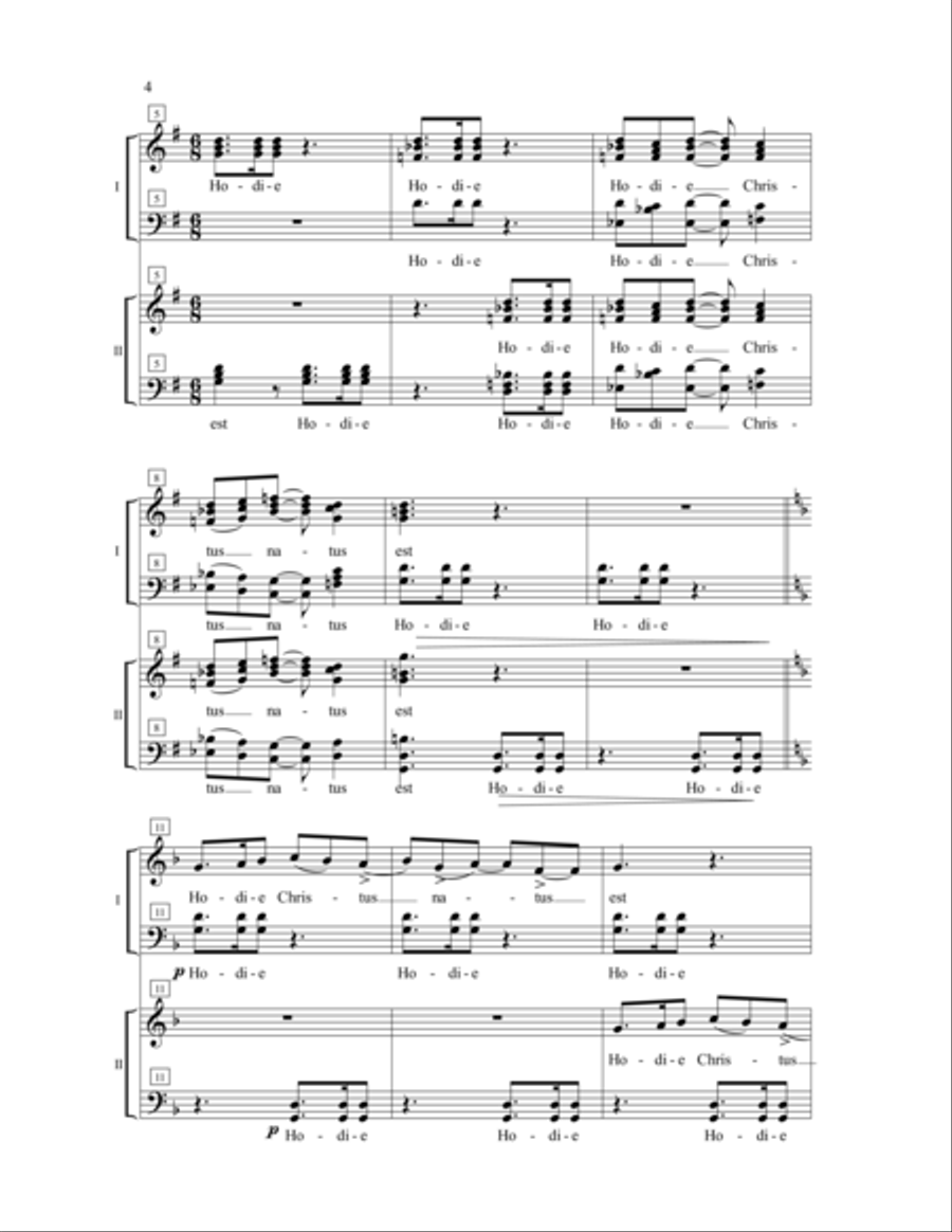 Hodie Christus Natus Est 4-Part scores gallery preview page 6