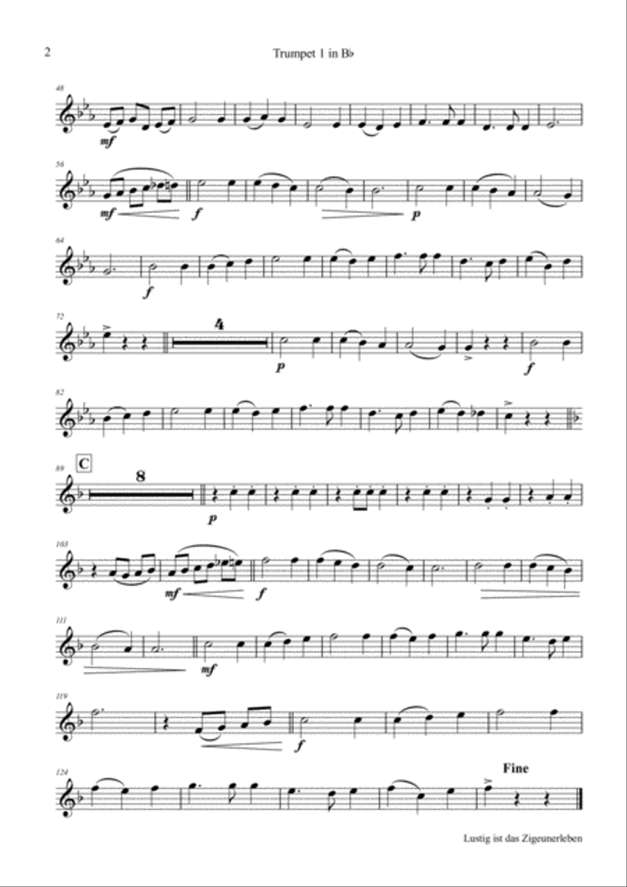 Lustig ist das Zigeunerleben - German Folk Song - Oktoberfest - Brass Quintet Brass Quintet scores gallery preview page 6