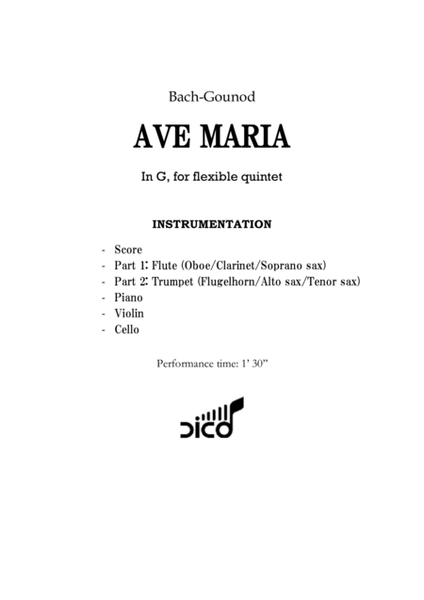 Ave Maria (Gounod) in G - for quintet image number null