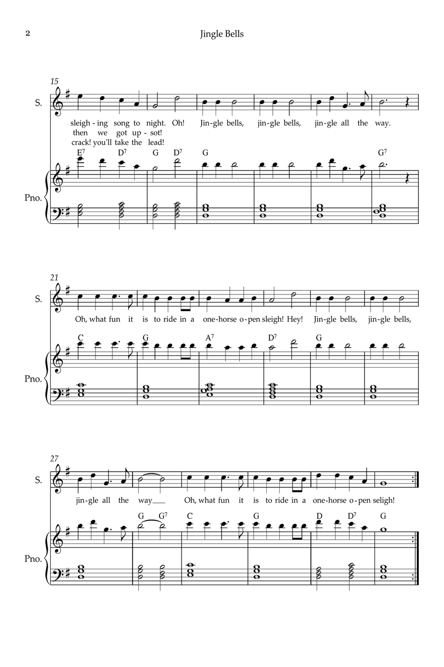 Jingle Bells Jingle Bells Soprano Voice scores gallery preview page 2