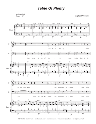 Table of Plenty (Duet for Tenor and Bass solo)