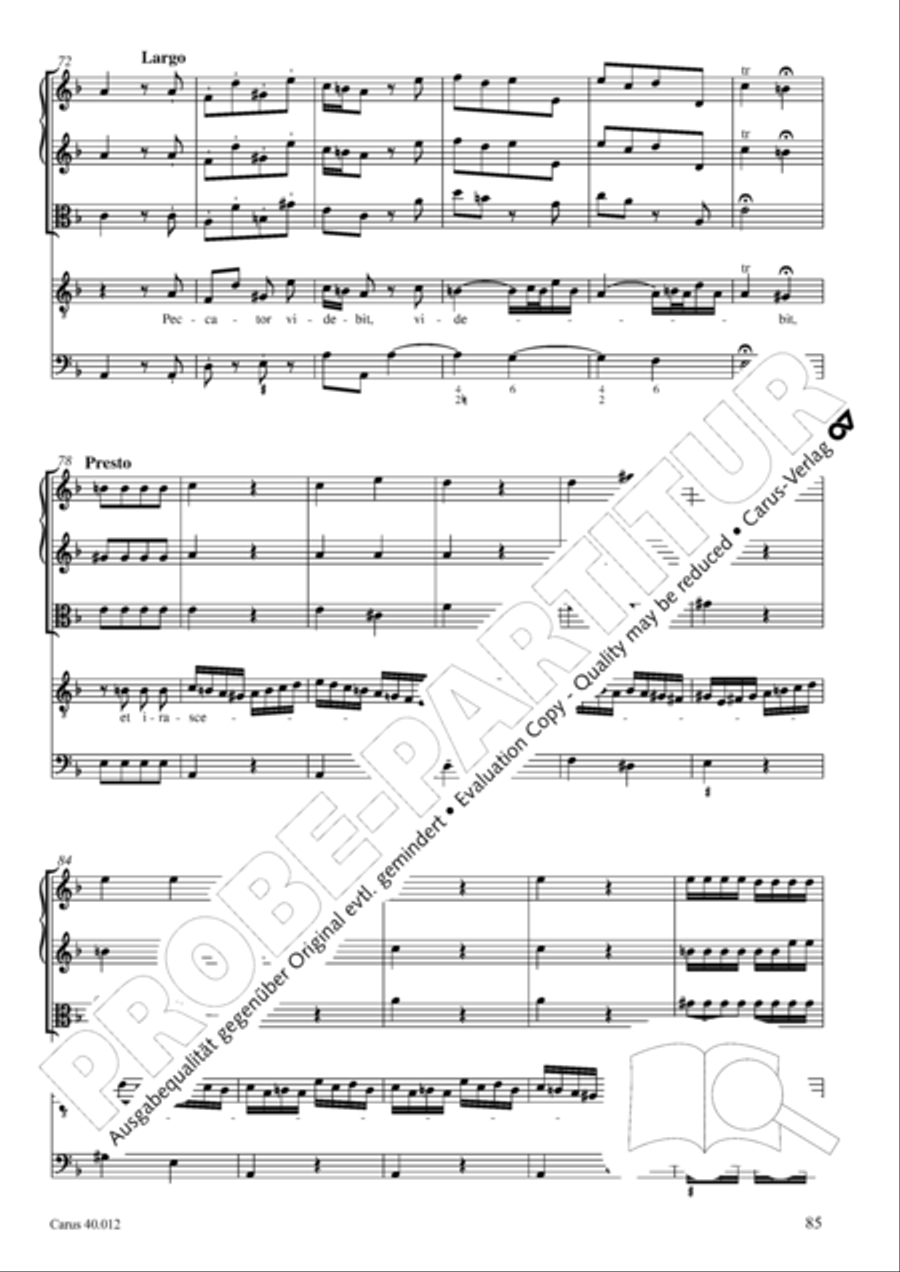 Beatus vir (How blest is he) Psalm 111 4-Part scores gallery preview page 86