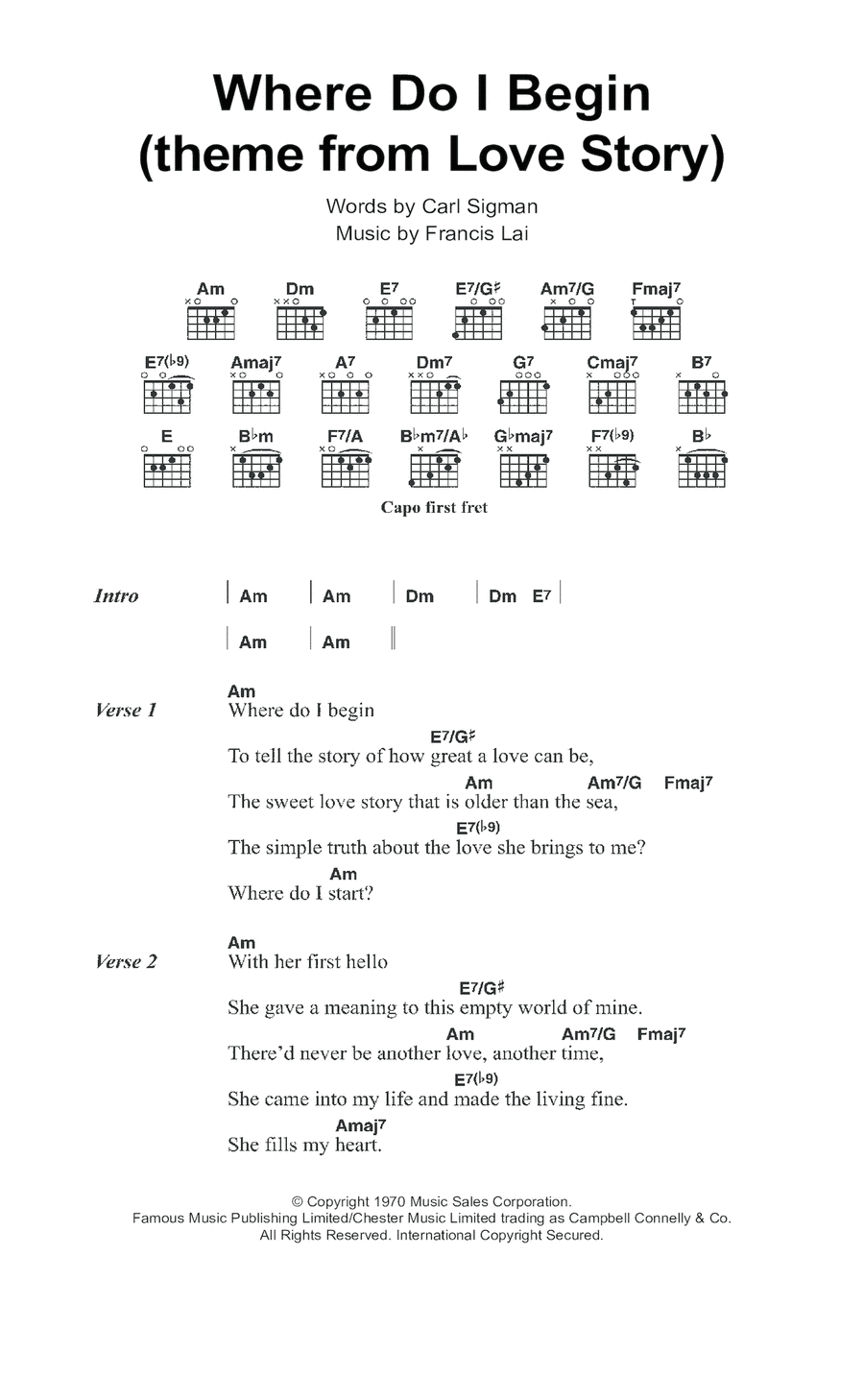Where Do I Begin (theme from Love Story) Acoustic Guitar scores gallery preview page 1