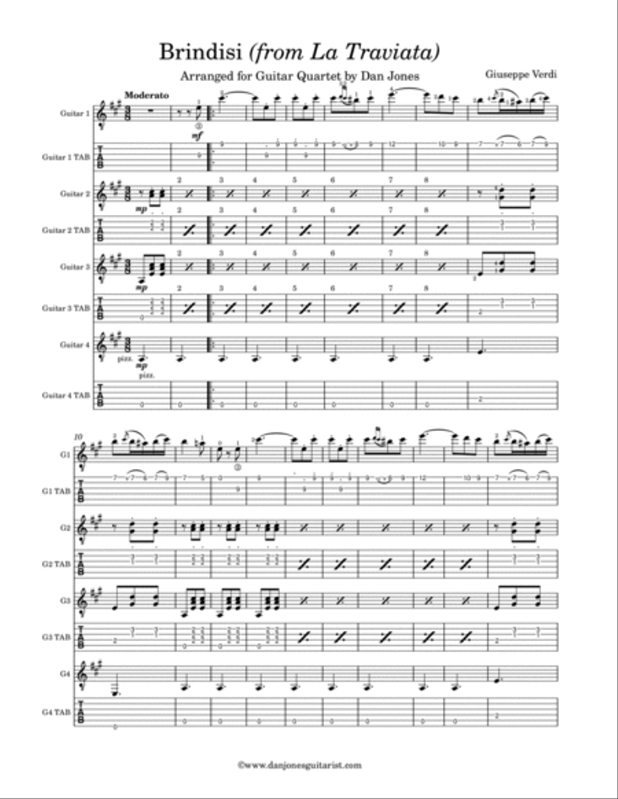 Brindisi (Libiamo ne' lieti calici) from La Traviata Acoustic Guitar scores gallery preview page 2
