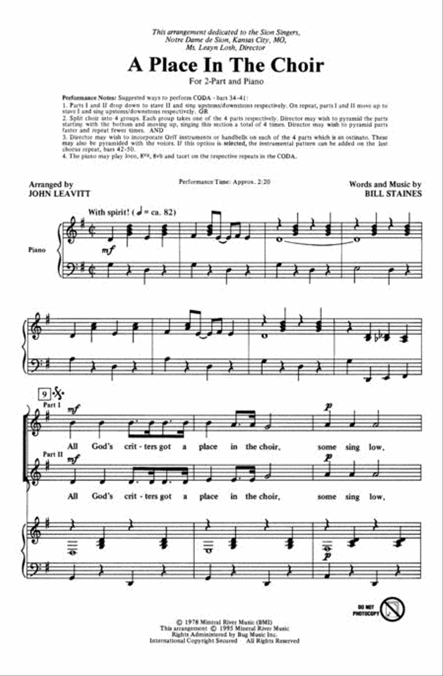 A Place in the Choir 2-Part scores gallery preview page 2