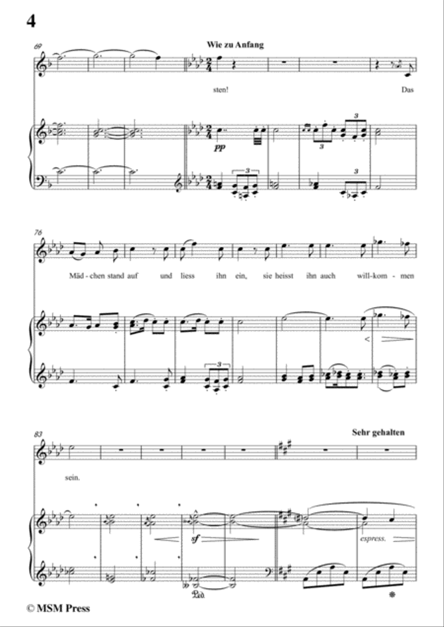 Mahler-Wo die schönen Trompeten blasen in f minor,for Voice and Piano Voice Solo scores gallery preview page 6