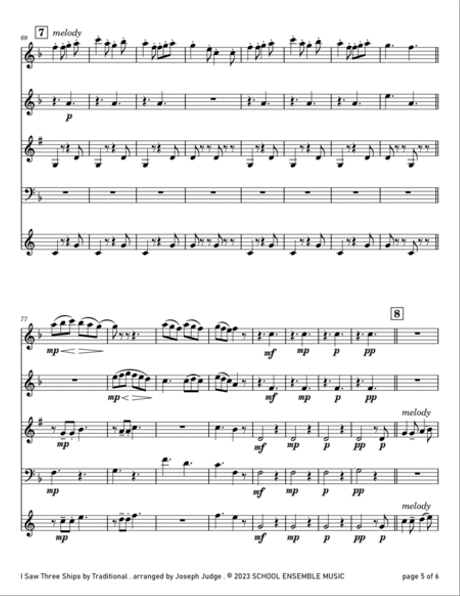 I Saw Three Ships for Woodwind Quartet in Schools Woodwind Quartet scores gallery preview page 5