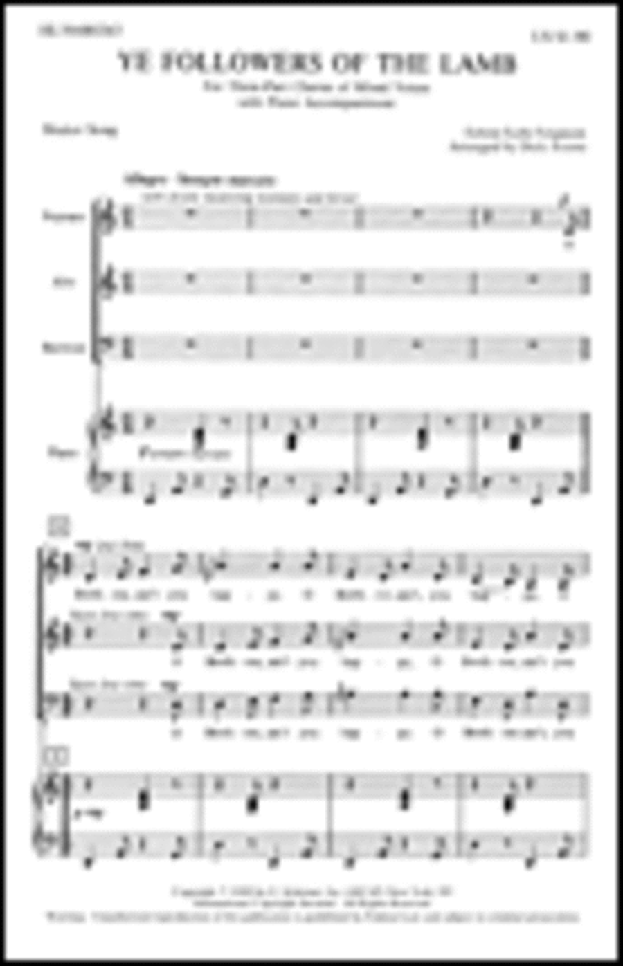 Ye Followers of the Lamb 3-Part scores gallery preview page 1