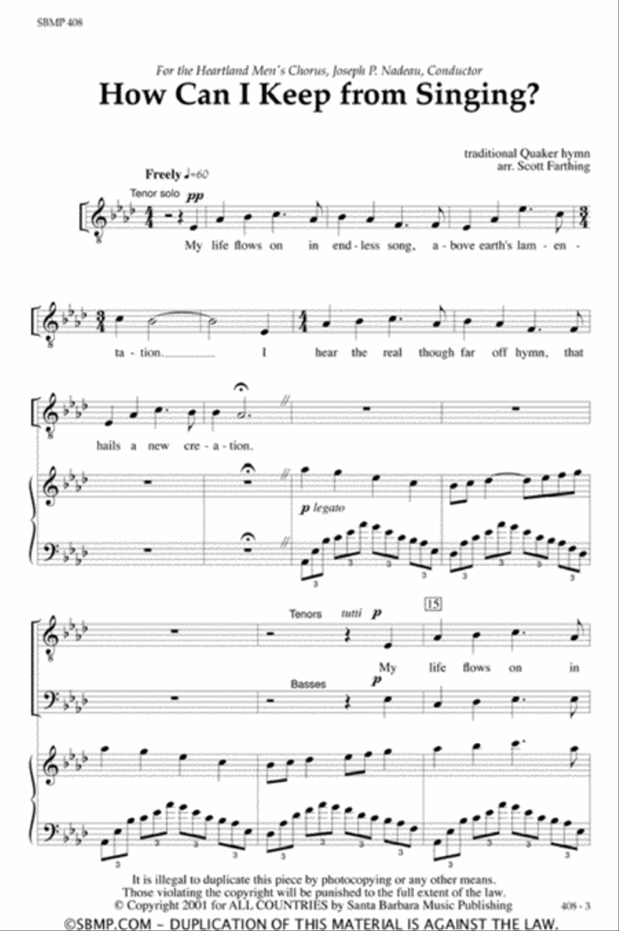 How Can I Keep from Singing - TTB/TBB Octavo TTB scores gallery preview page 2