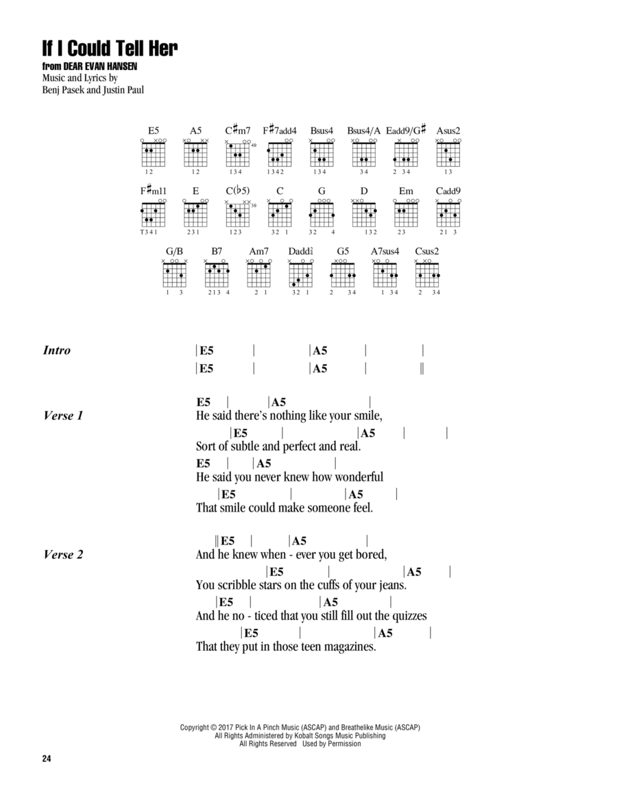 If I Could Tell Her (from Dear Evan Hansen) Guitar scores gallery preview page 1