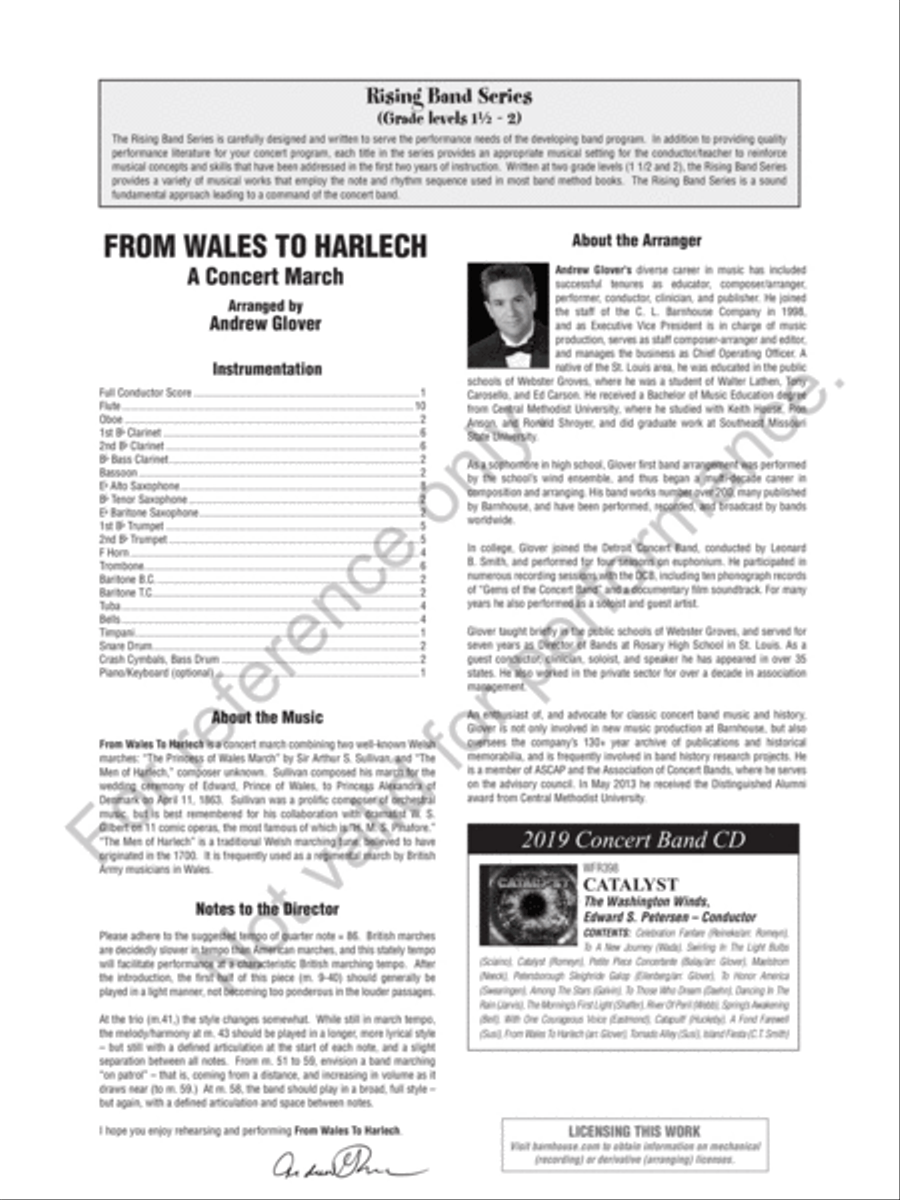 From Wales To Harlech Concert Band scores gallery preview page 3