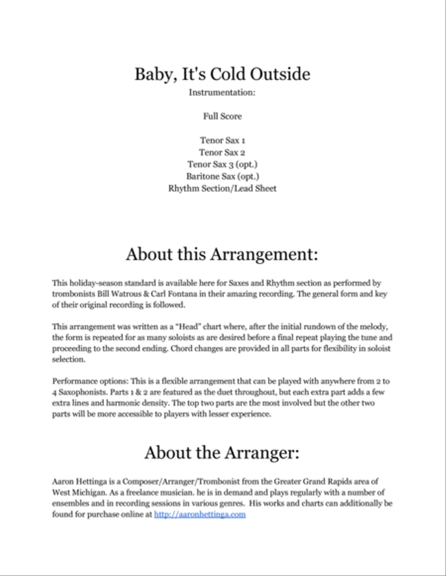 Baby, It's Cold Outside Jazz Ensemble scores gallery preview page 2