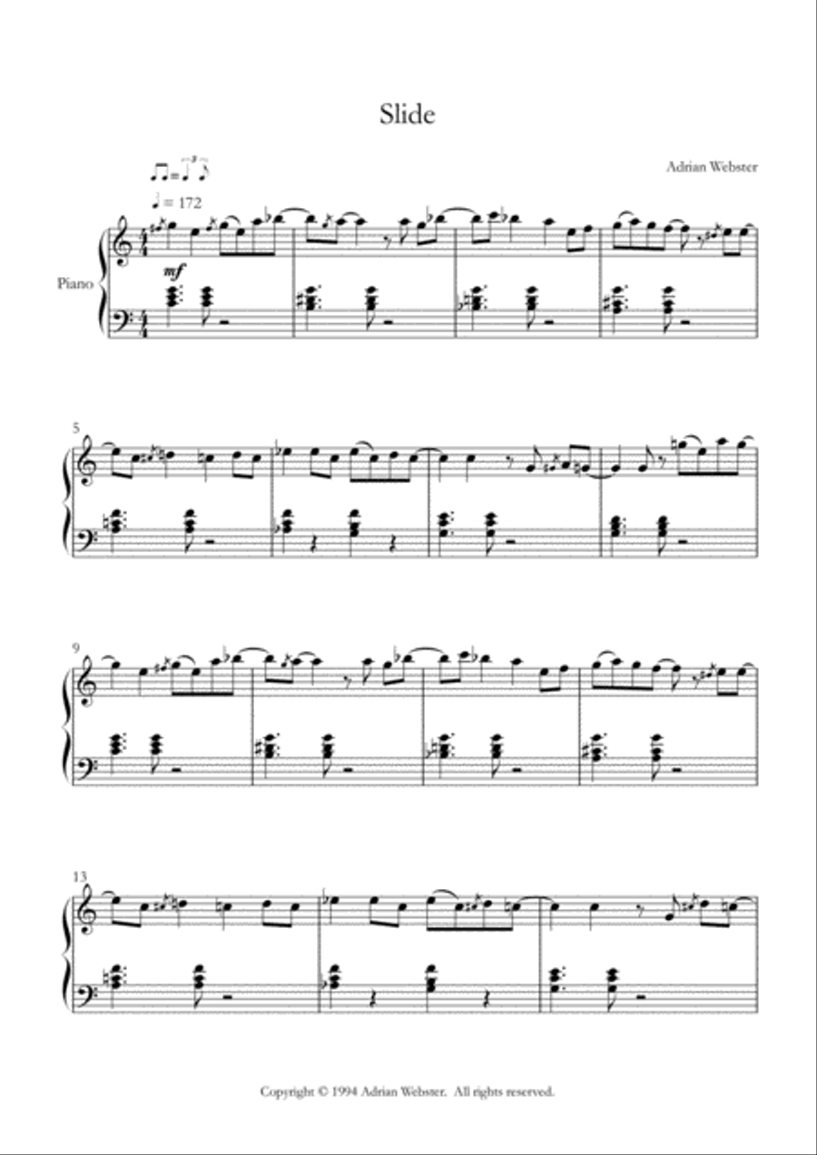 Slide - CrusaderBeach - Fun Jazzy Piano Solo Piano Solo scores gallery preview page 1