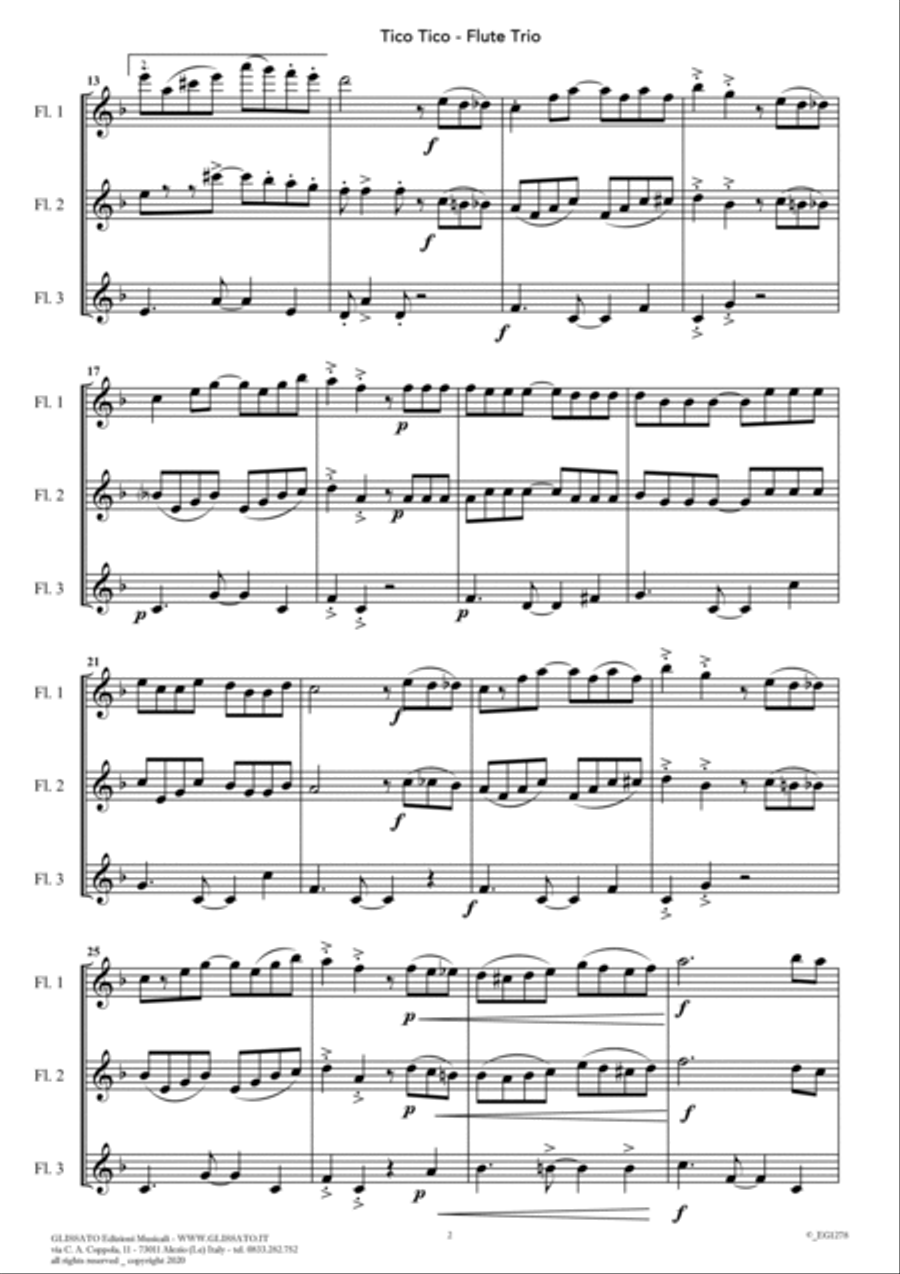 Tico Tico - flexible Flute Trio score & parts image number null