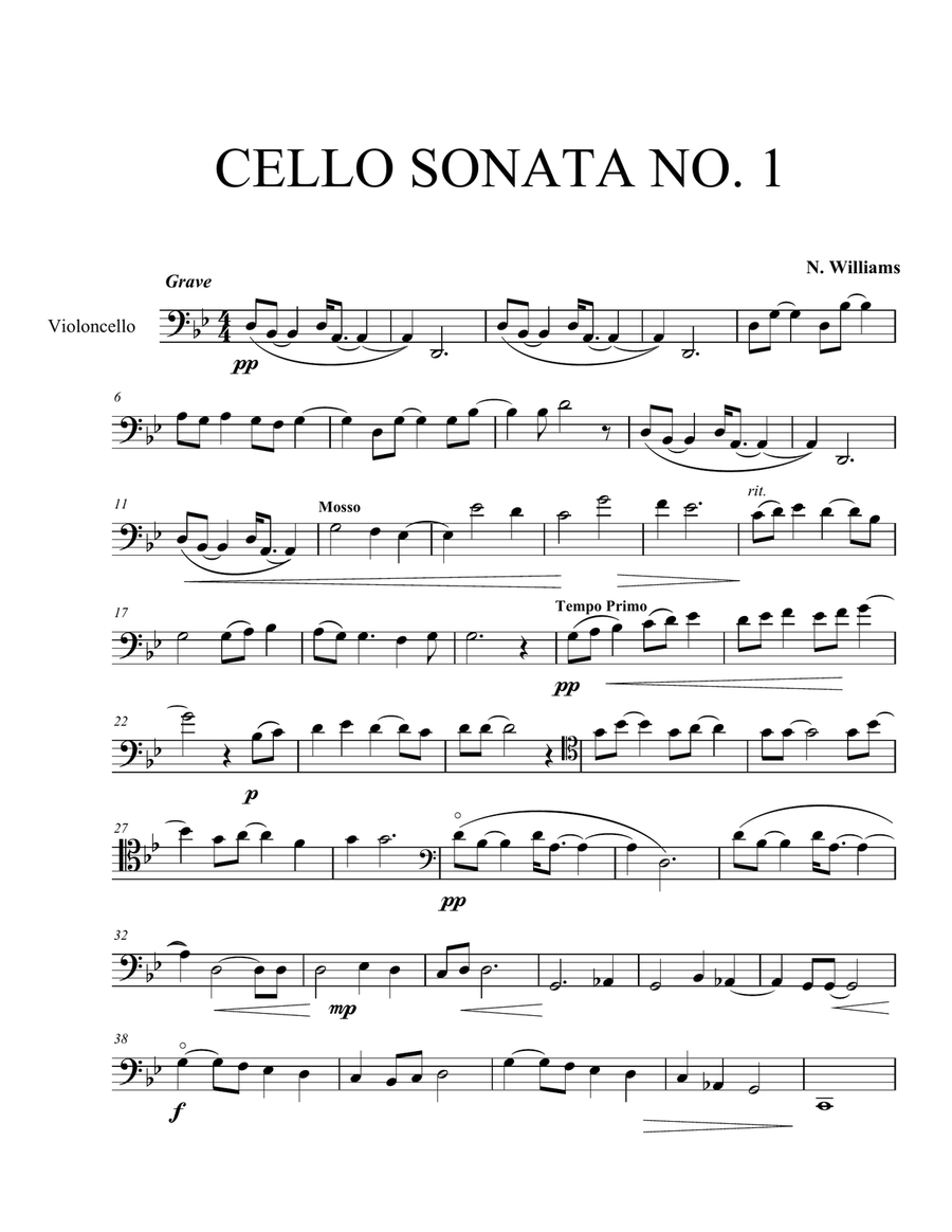 Sonata for Solo Cello Cello Solo scores gallery preview page 1