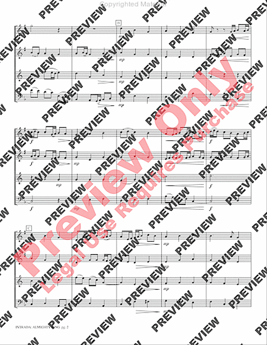 Intrada -- Almighty King Intrada -- Almighty King Brass Quartet scores gallery preview page 4