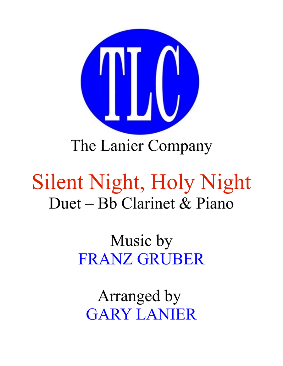 SILENT NIGHT (Duet – Bb Clarinet and Piano/Score and Parts) Woodwind Duet scores gallery preview page 1