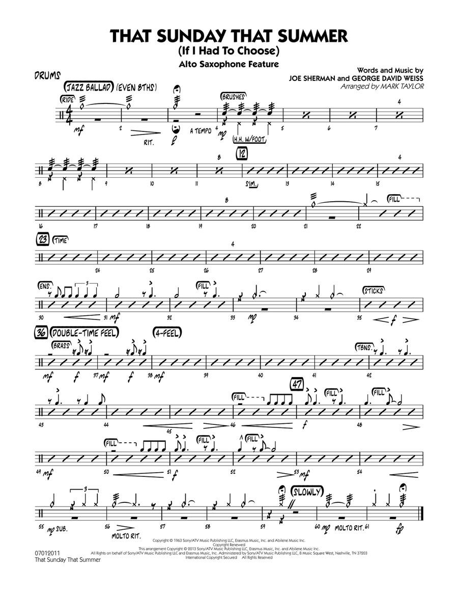 That Sunday That Summer (If I Had to Choose) - Drums Jazz Ensemble scores gallery preview page 1