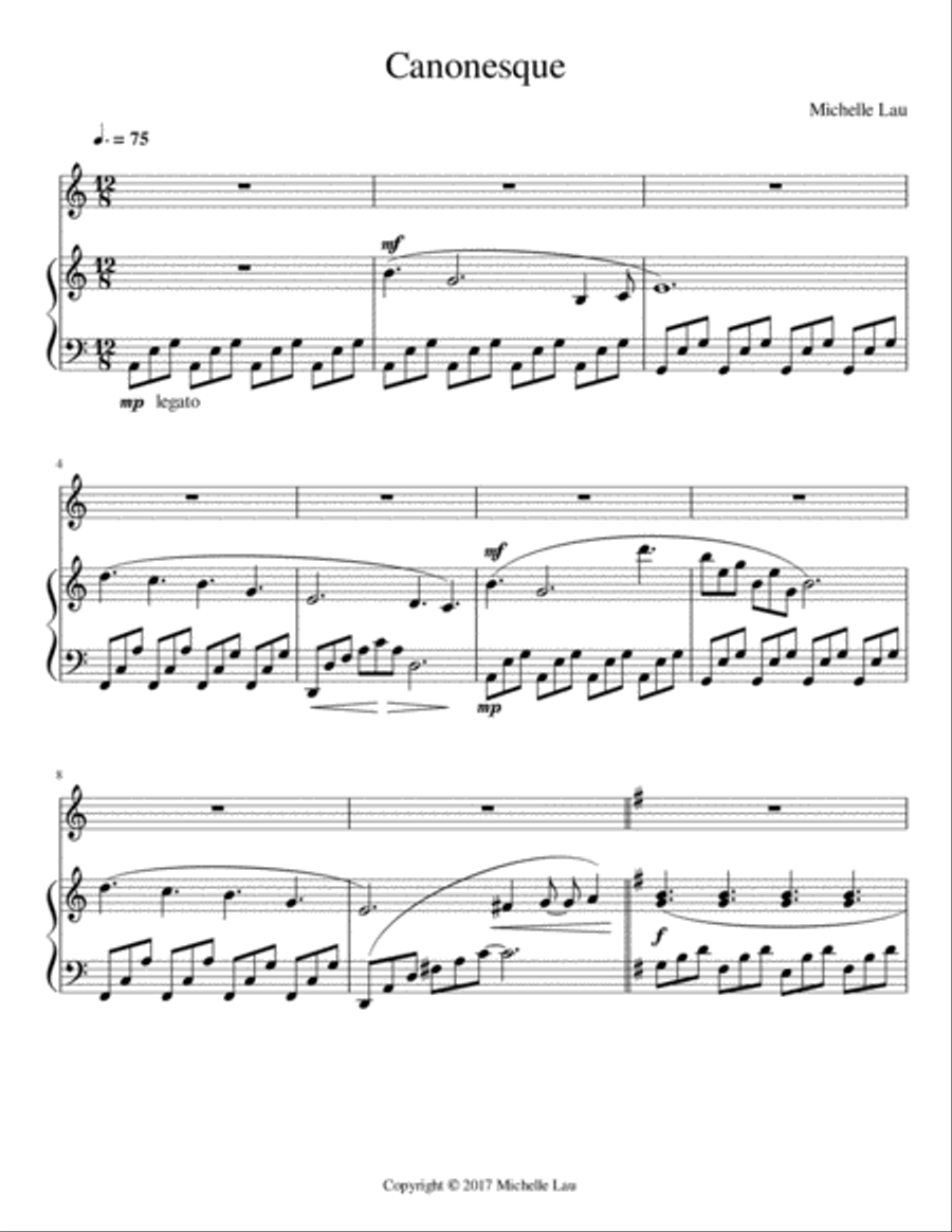 Canonesque for Violin and Piano Violin scores gallery preview page 2
