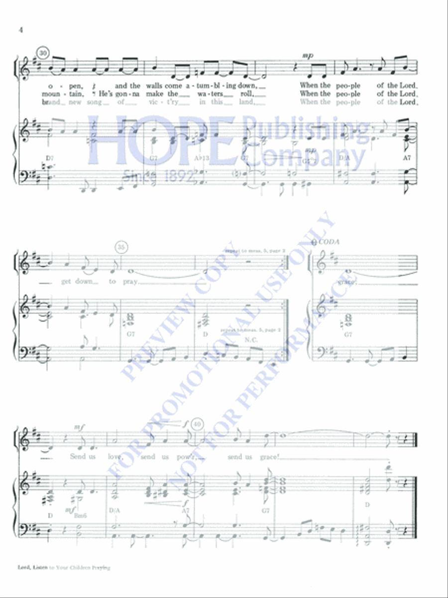 Lord, Listen T-Schr-Med Voice; Key of D Medium Voice scores gallery preview page 4