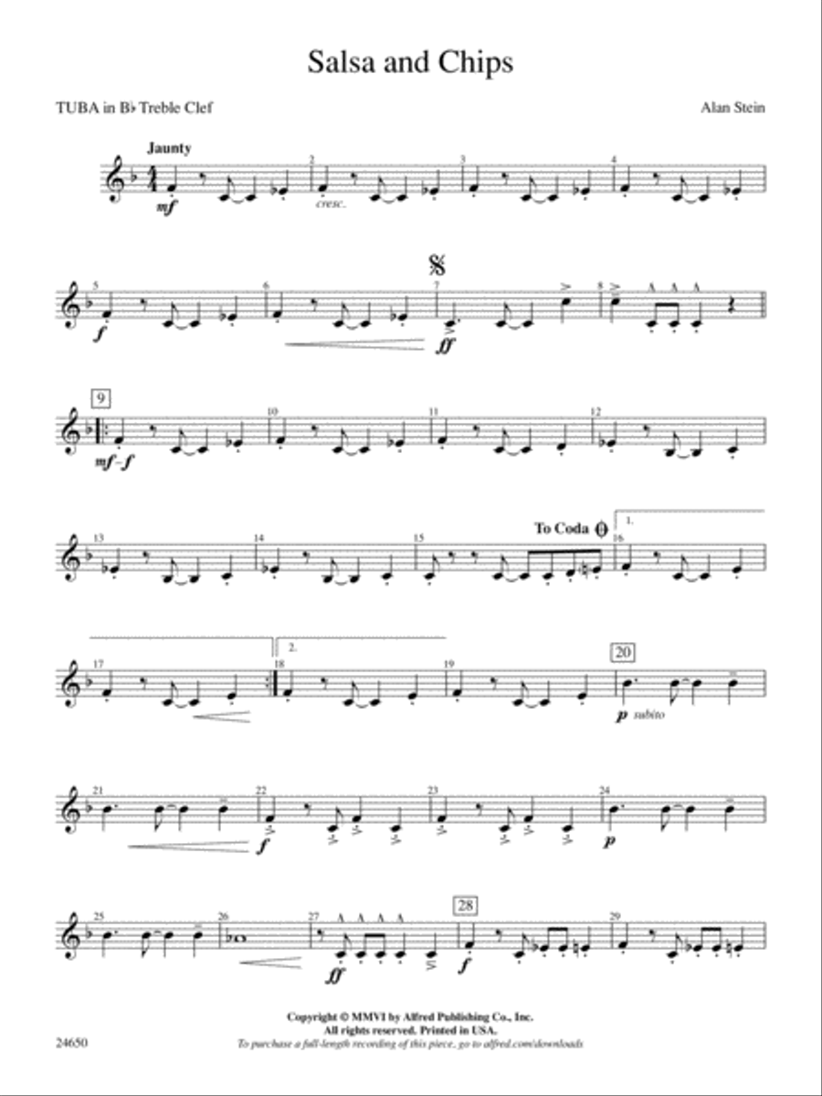 Salsa and Chips: (World Part) B-flat Tuba T.C. Concert Band scores gallery preview page 1