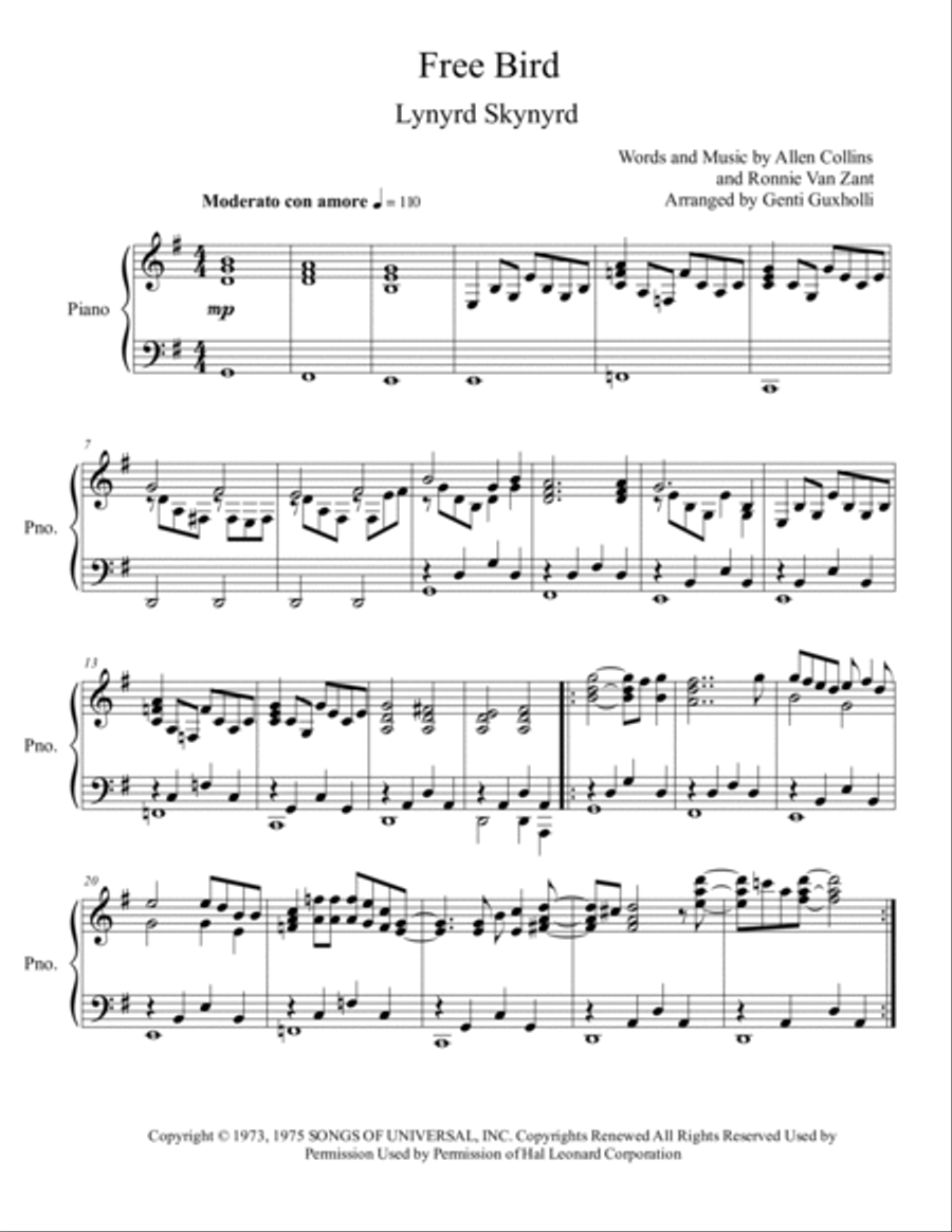 Free Bird Piano Solo scores gallery preview page 2