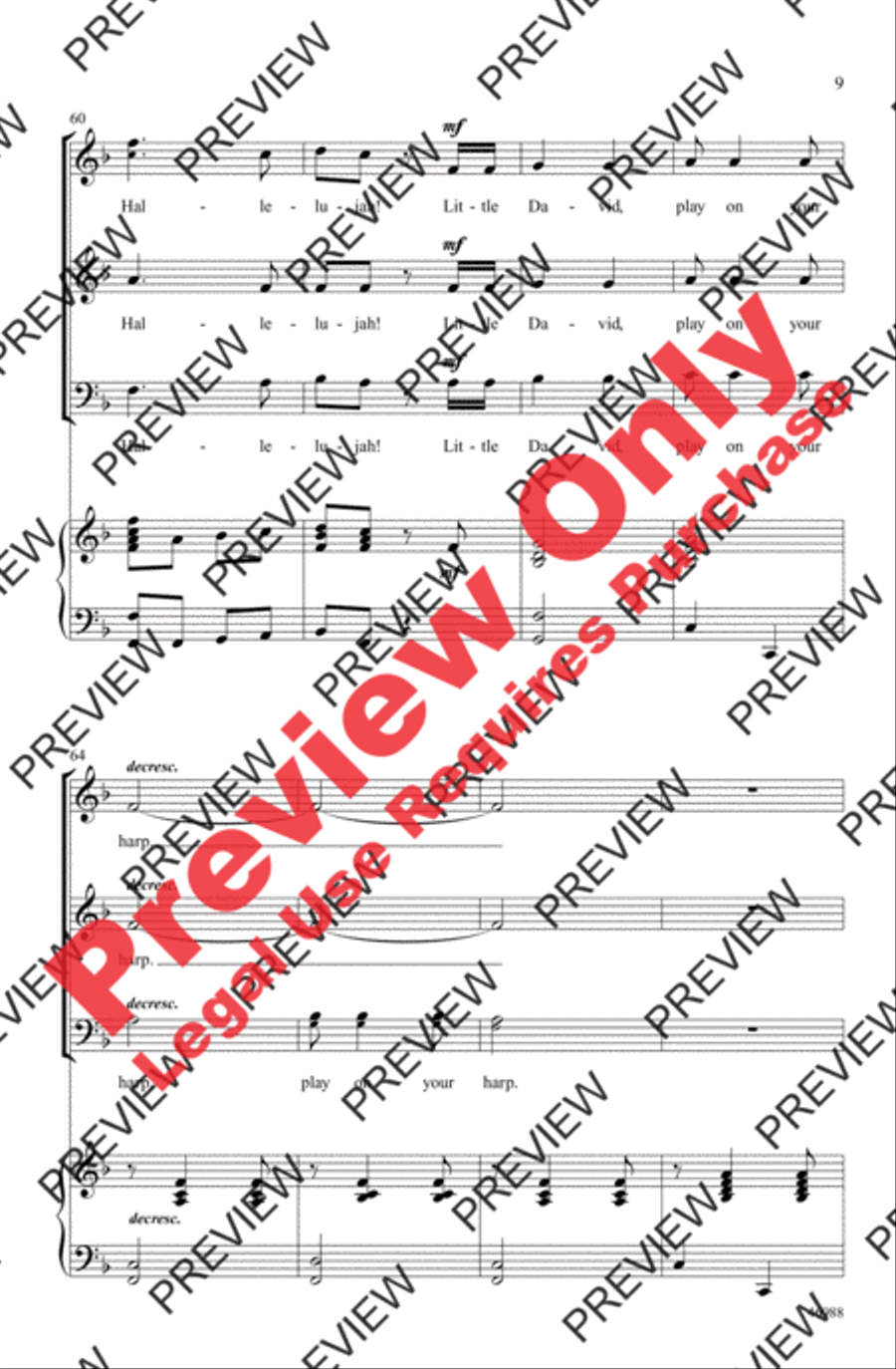 Little David, Play on Your Harp 3-Part scores gallery preview page 9