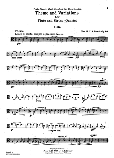 Theme and variations for flute and string quartet, opus 80